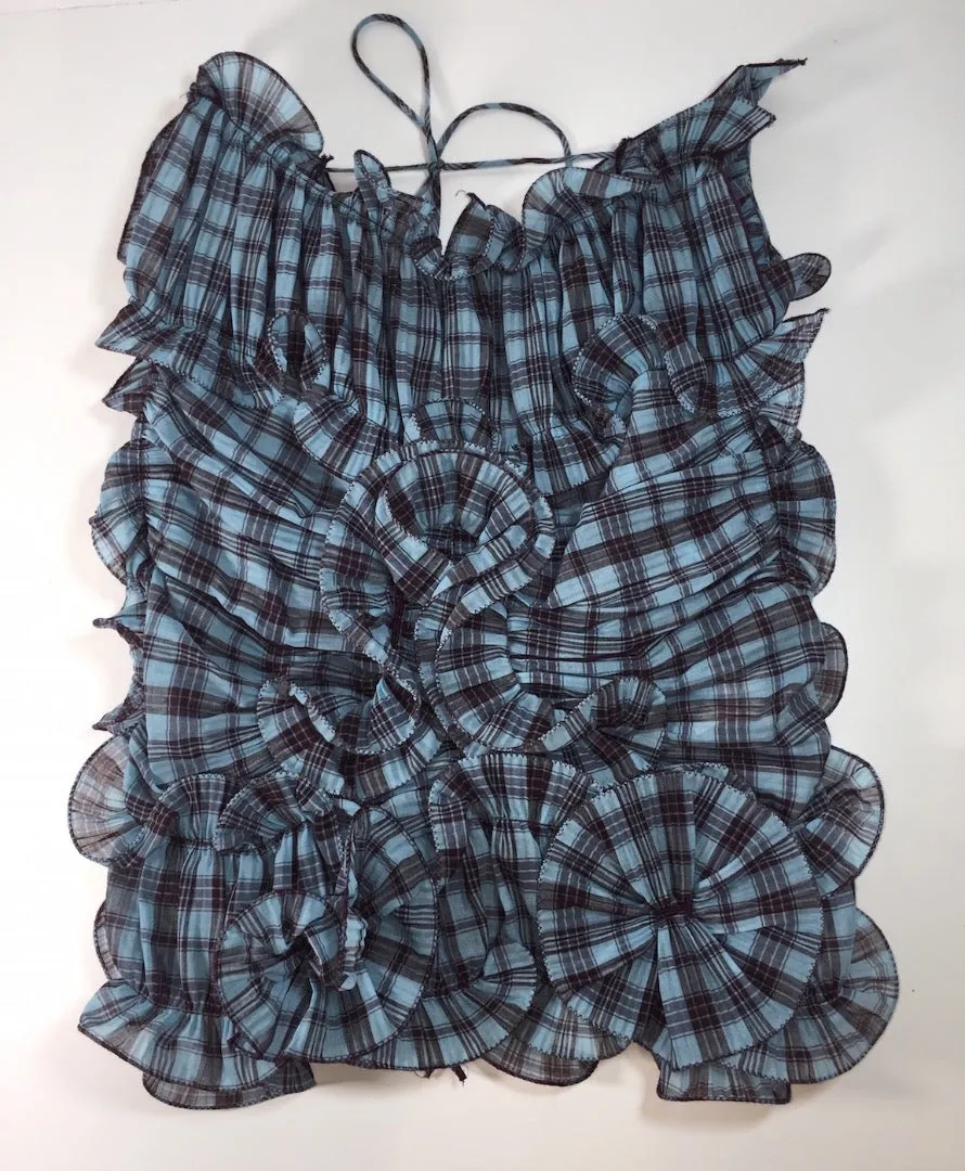 MARC JACOBS Blue and Plum Plaid Ruffle Blouse Size 6