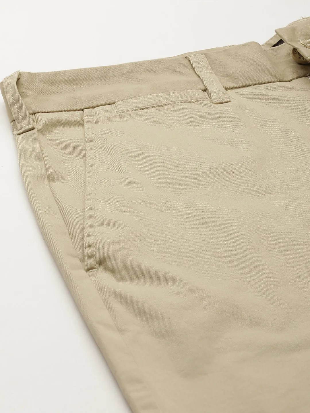 Men's Khaki Cotton Lycra Regular Fit Shorts