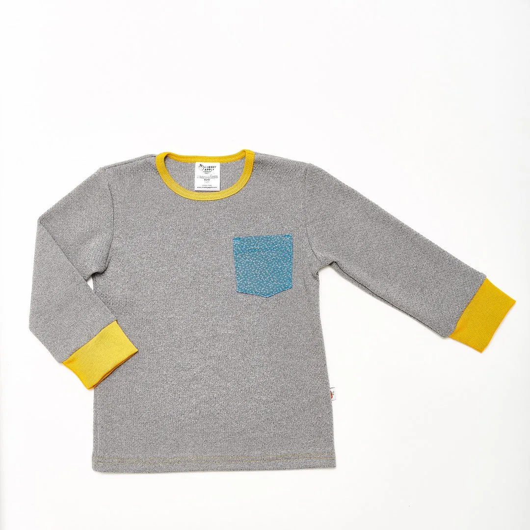 Organic boys longsleeve top "Interlock Doubleface Grey|Dotties Blue"