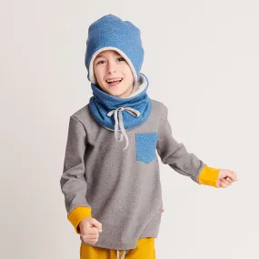 Organic boys longsleeve top "Interlock Doubleface Grey|Dotties Blue"