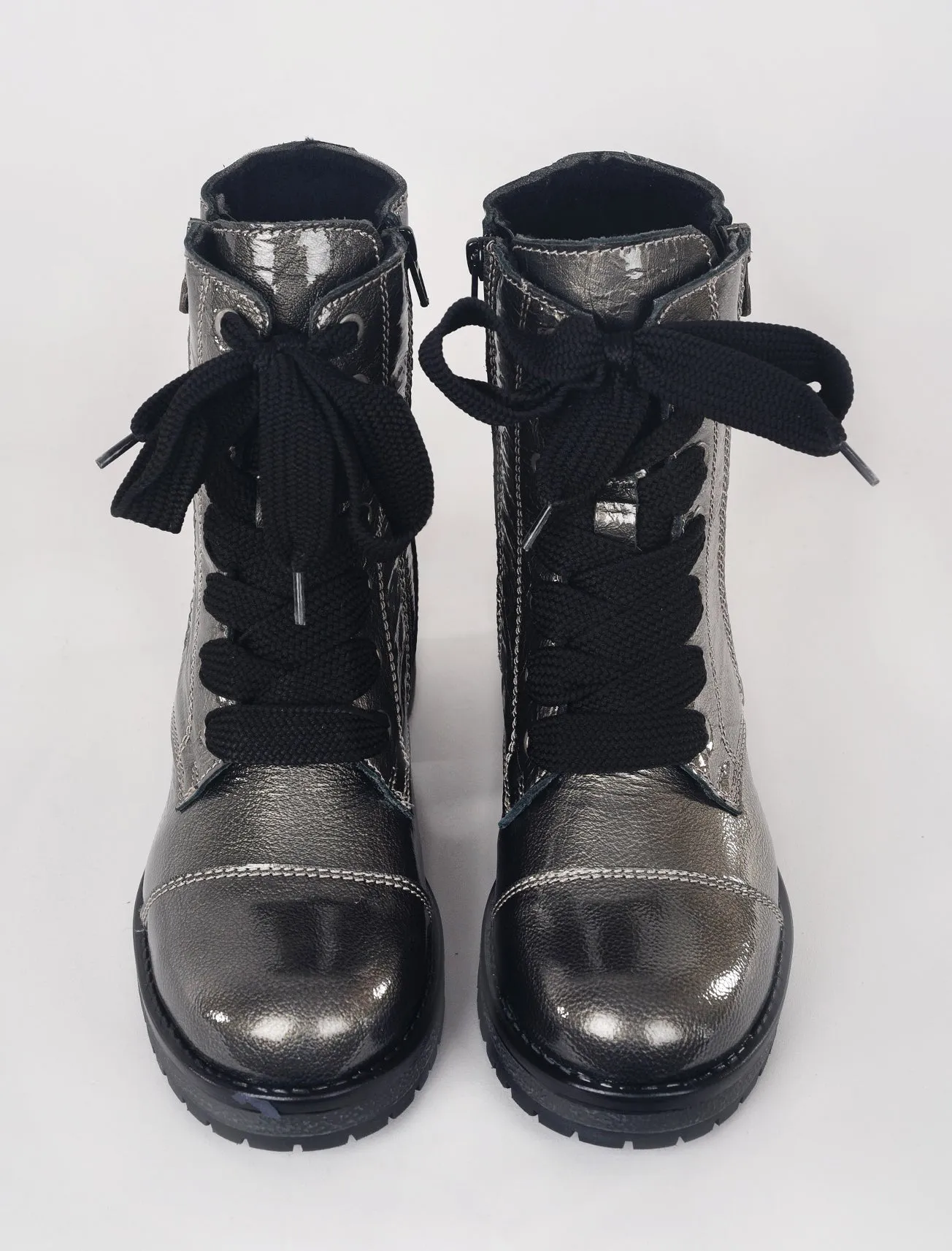 Paulie Patent Boot, Pewter