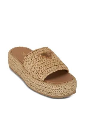 Prada Raffia Platform Sandal