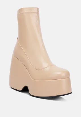 PURNELL Beige High Platform Ankle Boots