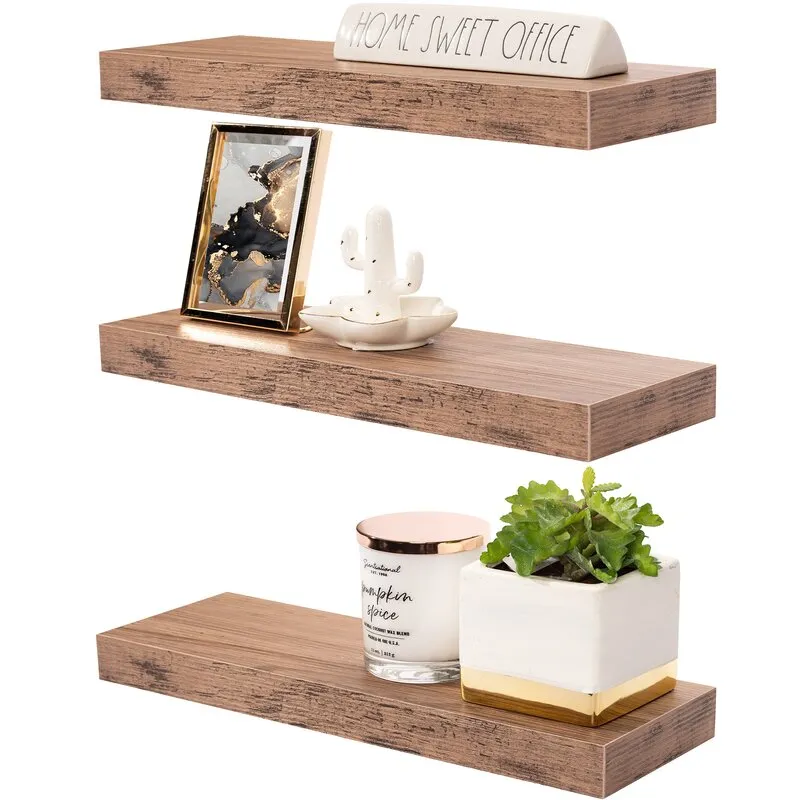 Rigua 3 Tier Rectangle Wood Floating Shelf