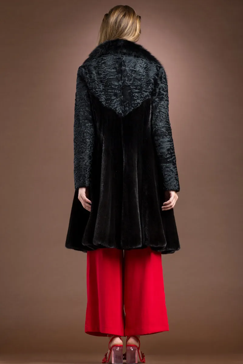 Sable - Lamb - Swing Mid Length Mink Fur Coat