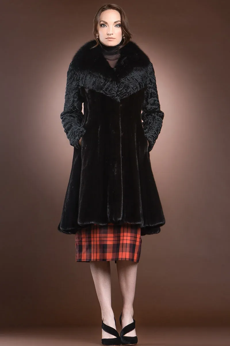 Sable - Lamb - Swing Mid Length Mink Fur Coat