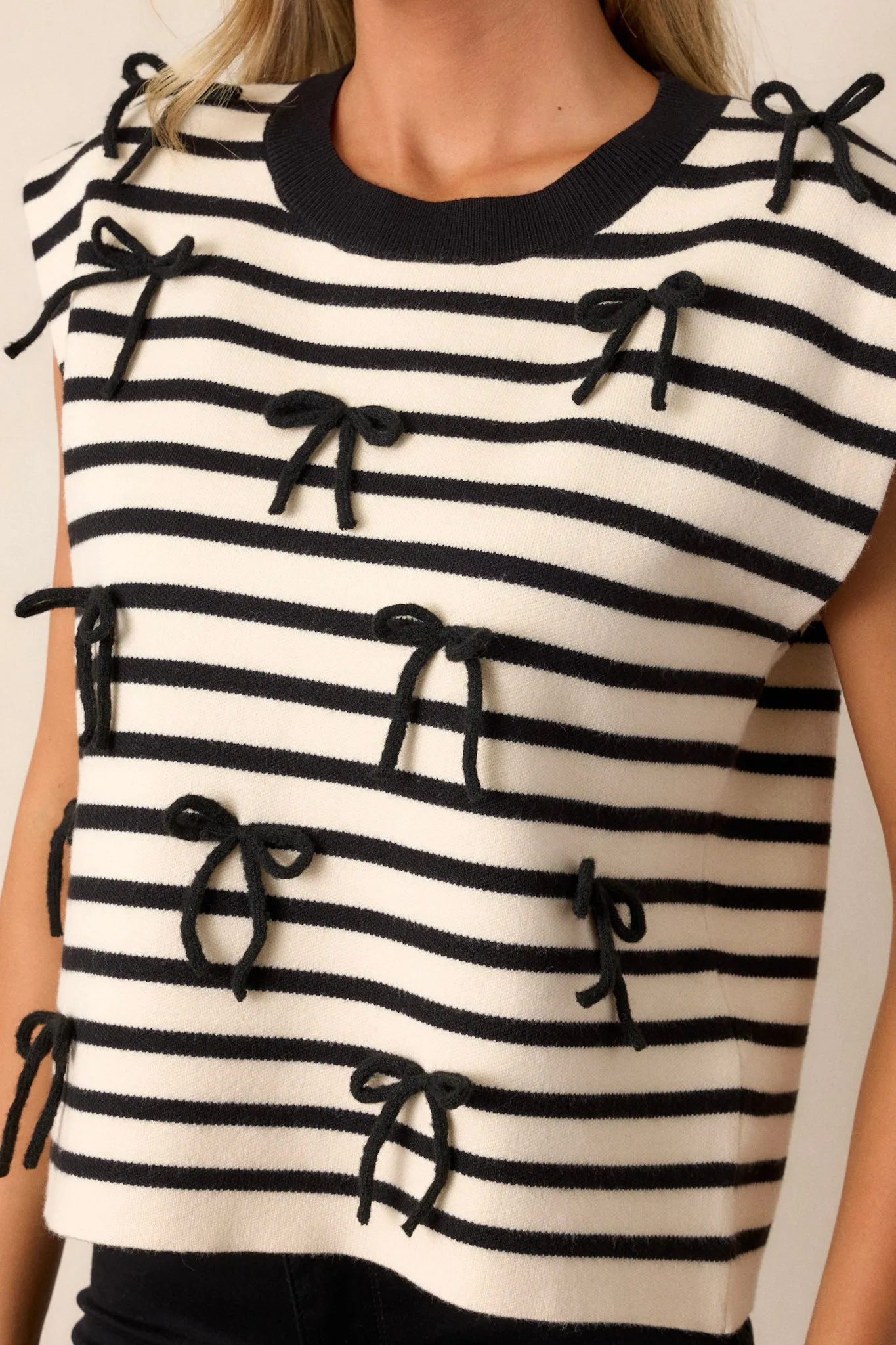 Sweet Melissa Black Stripe Cap Sleeve Top