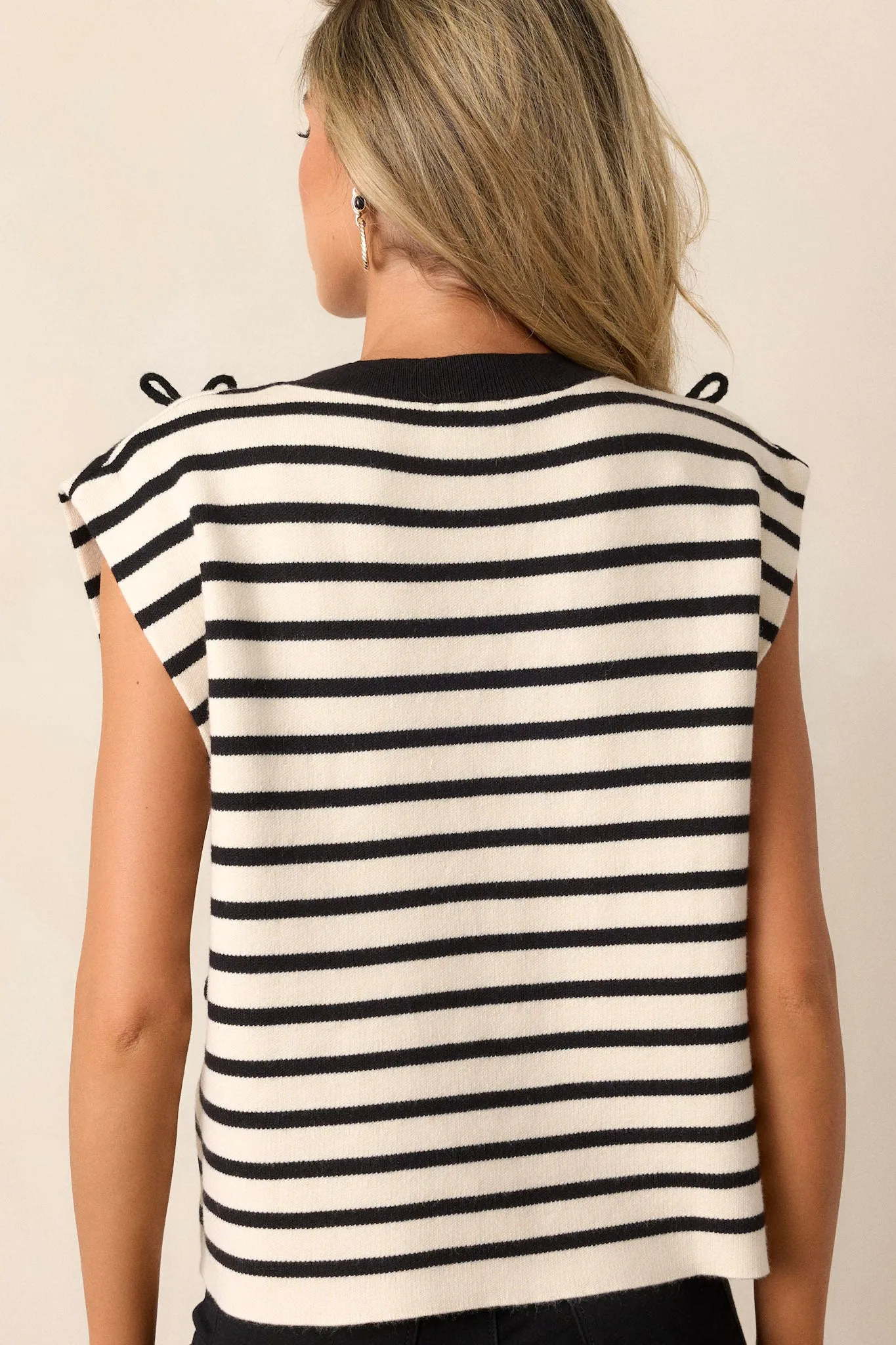 Sweet Melissa Black Stripe Cap Sleeve Top