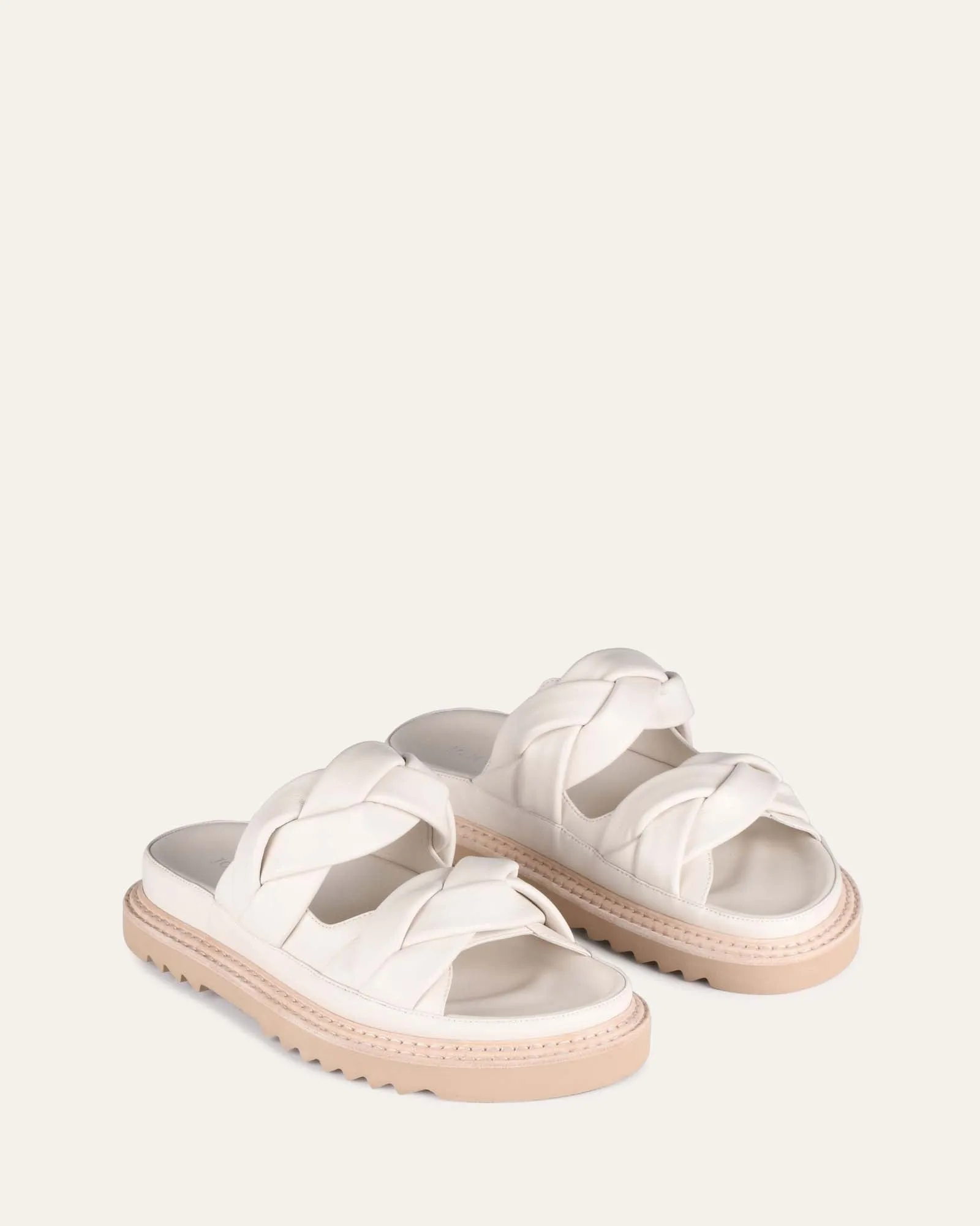 VENUS FLAT SLIDES OFF WHITE LEATHER