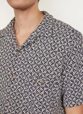 Viscount Cuban Shirt | Viscose | Ecru Multi