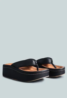 WELCH Black Thong Platform Sandals