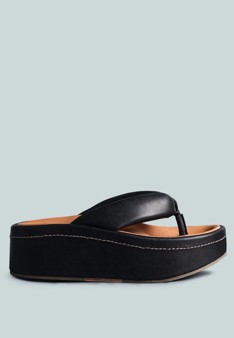 WELCH Black Thong Platform Sandals