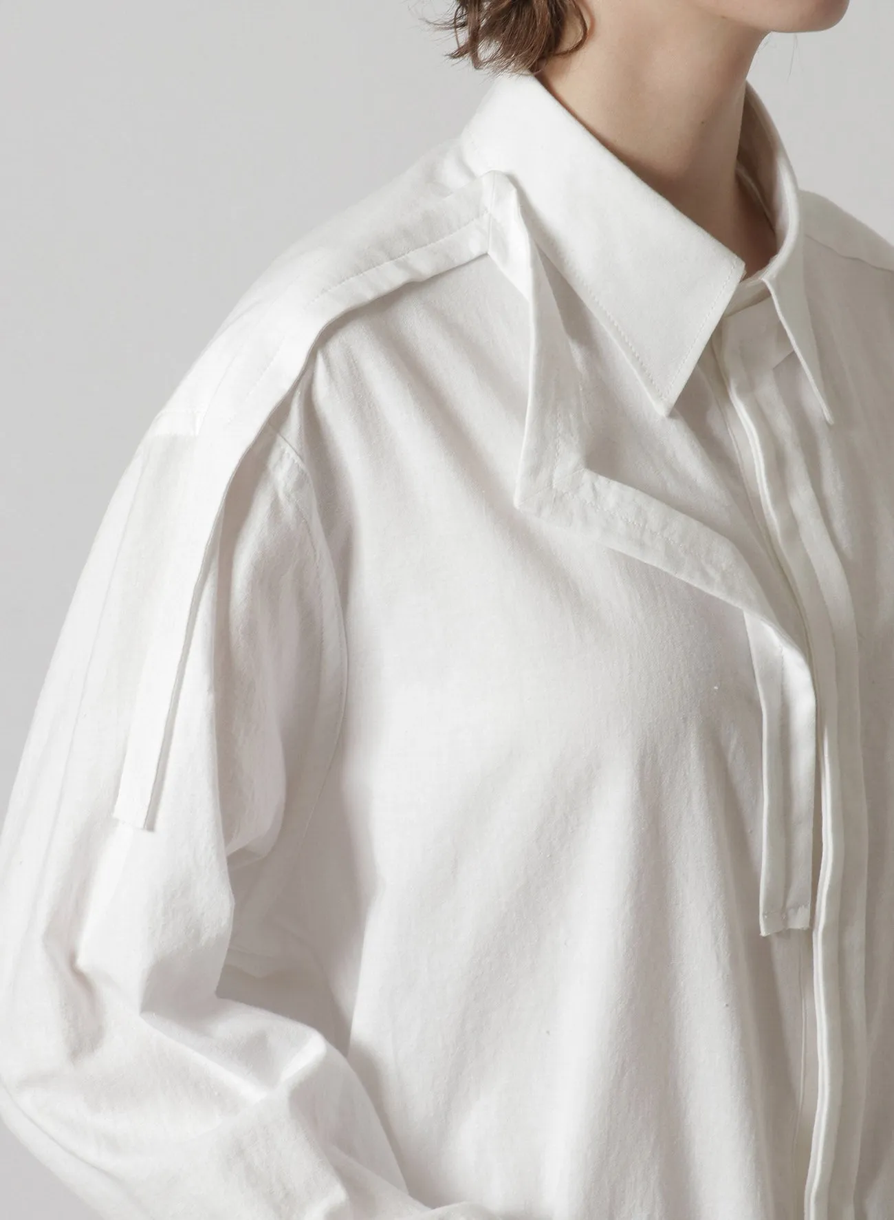 [Y's-Black Name]KHADI TAPE SNAP SHIRT