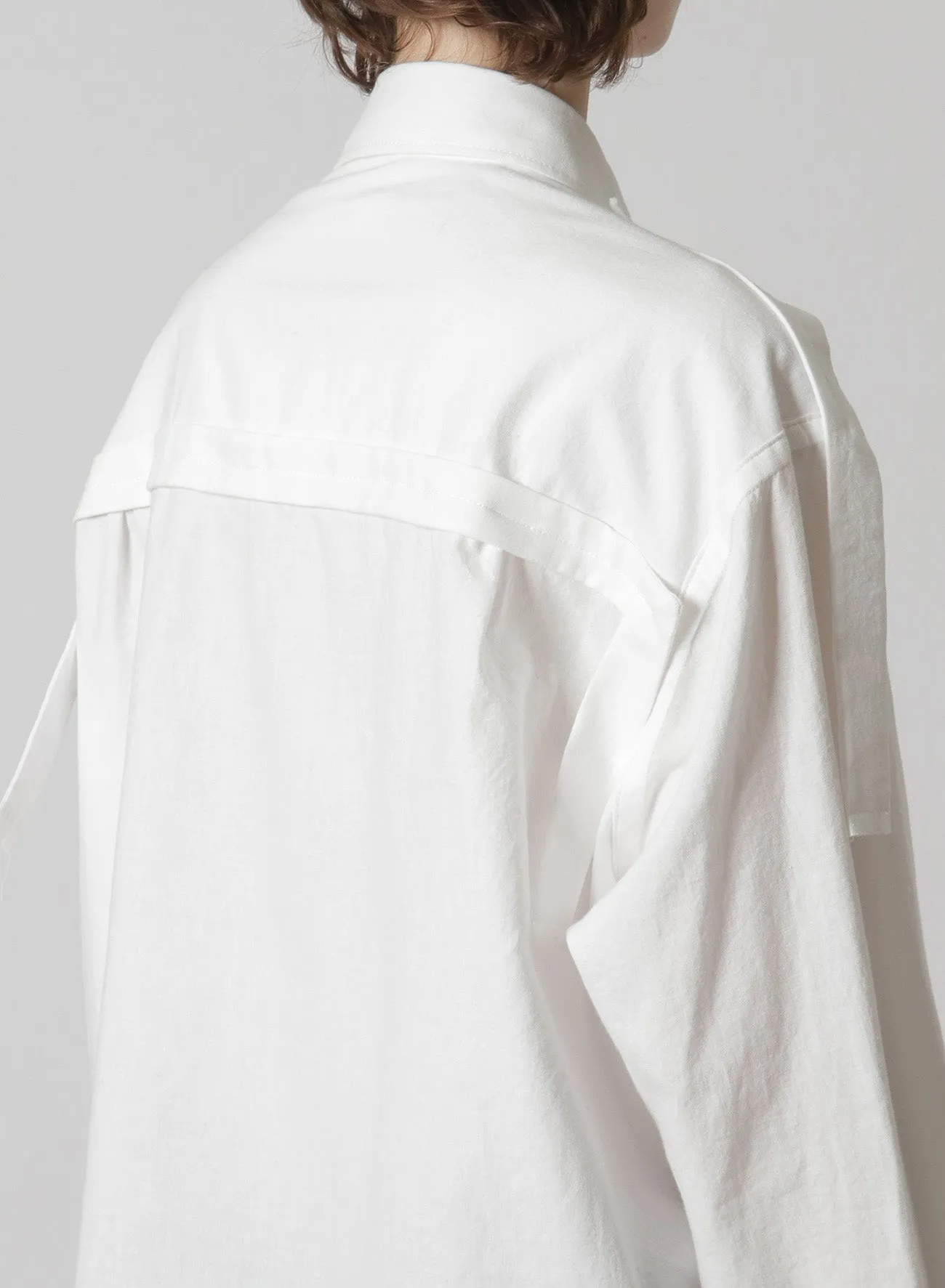 [Y's-Black Name]KHADI TAPE SNAP SHIRT